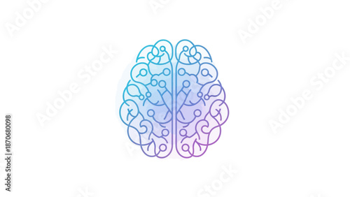 Human Brain Illustration with Colorful Details.