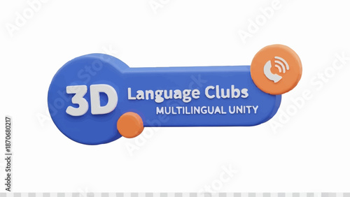 3D Language Clubs with Multilingual Unity emblem and communication icon