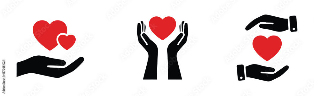 Obraz premium Hand holding heart icon simple flat trend modern graphic design abstract, Flat vector illustration for charity donation healthcare and love concepts