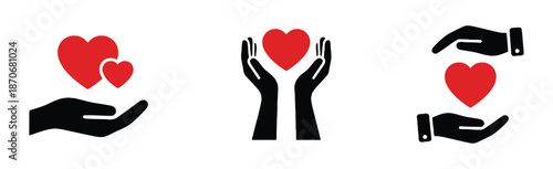Hand holding heart icon simple flat trend modern graphic design abstract, Flat vector illustration for charity donation healthcare and love concepts
