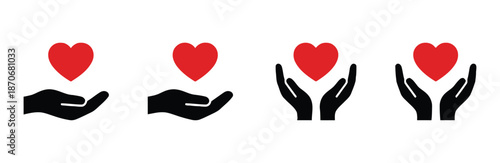 Hand holding heart icon simple flat trend modern graphic design abstract, Flat vector illustration for charity donation healthcare and love concepts
