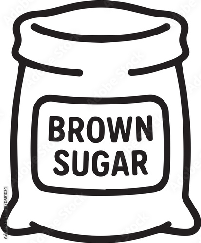 An illustration of a bag of brown sugar, its simplicity capturing the essence of a common pantry item. This image conveys a sense of everyday life.