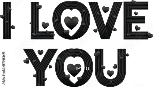 Romantic expression with decorative hearts and bold typography