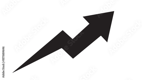 Black Arrow Icon in Simple Design with Bold Lines on White Background for Business Growth