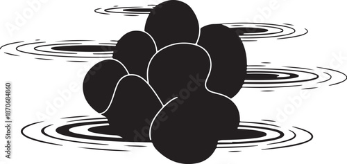 Black stones in water with ripples effect