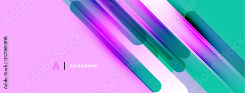 Abstract design features vibrant gradients, flowing shapes. Pink, purple, teal hues create dynamic visual effect. Modern, stylish background.