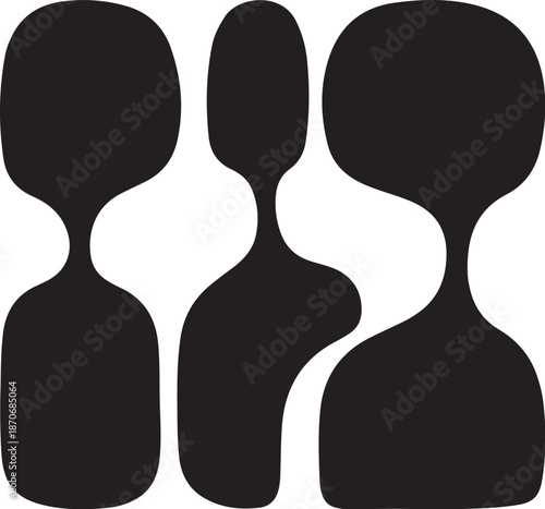 Abstract Black Silhouettes on White Background