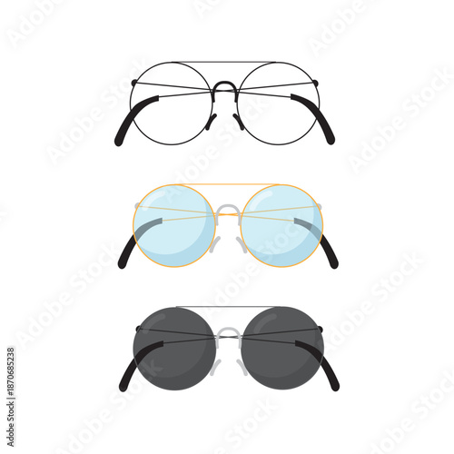 nerd glasses with lens isolated. vector illustration
