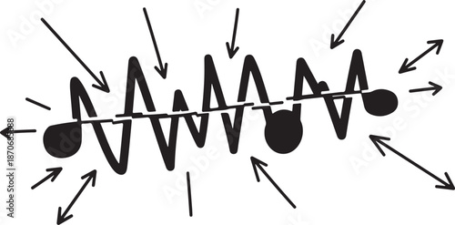 Black and white abstract wave line graphic