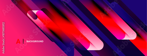 Abstract vibrant design. Diagonal lines create dynamic, modern aesthetic. Pink, purple hues dominate composition. Smooth gradients present depth.
