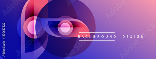Abstract design features overlapping circles, vibrant purple, blue hues. Modern aesthetic, suitable background element.