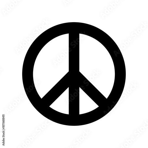 A bold peace sign enclosed in a circle, representing harmony, nonviolence, unity, and a universal call for calm and social balance.