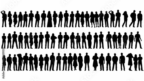 "Black and White Silhouette of  Diverse Standing Together in Traditional Robes – Minimalist Vector Art Icon Representing Unity, Cultural Diversity, and Feminine Strength"