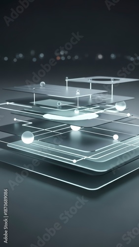 Modern tablet computer technology with data on a steel kitchen table near a metal gas cooker and electric oven appliance in a home or restaurant design