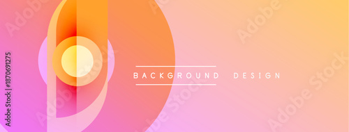 Abstract gradient background. Soft pink, orange hues blend smoothly. Circular shapes overlap creating dynamic visual effect. Modern design element.