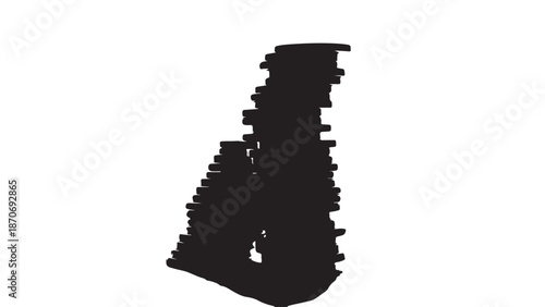 Silhouette of a guitar in minimalist style with dramatic lighting on white background for music industry