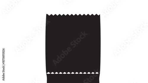 Black Paper Bag with White Dotted Trim in Simple Studio Lighting on White Background for Packaging Design