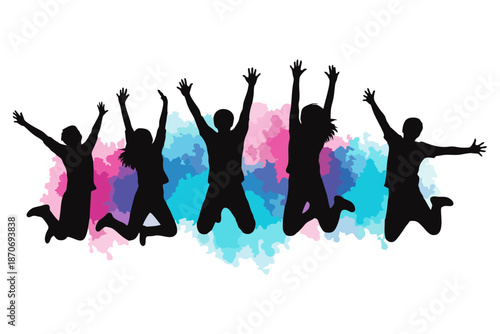 "Black and White Silhouette of  Diverse Standing Together in Traditional Robes – Minimalist Vector Art Icon Representing Unity, Cultural Diversity, and Feminine Strength"