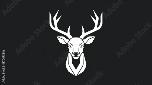 Elegant white deer head silhouette against a dark background, minimalist design.