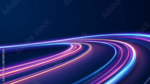 Colorful light trails create dynamic and vibrant background, evoking energy and motion
