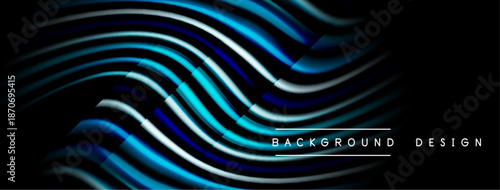 Abstract flowing lines create dynamic blue, silver gradient. Modern design element suitable for backgrounds, presentations.