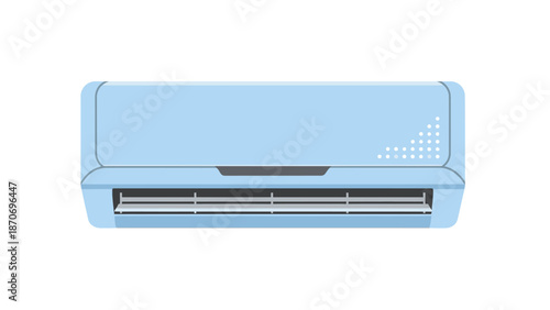 Light blue wall-mounted split-system air conditioner unit for home cooling