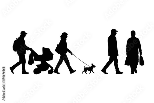 "Black and White Silhouette of  Diverse Standing Together in Traditional Robes – Minimalist Vector Art Icon Representing Unity, Cultural Diversity, and Feminine Strength"