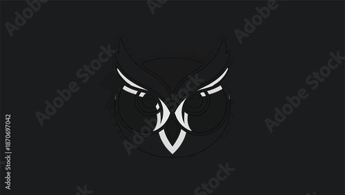 Intense owl face logo design with sharp eyes and a striking appearance.