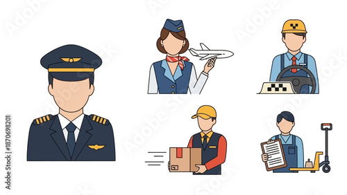 Logistics personnel and aviation staff working together with packages and equipment in a collaborative environment from a bird's eye view