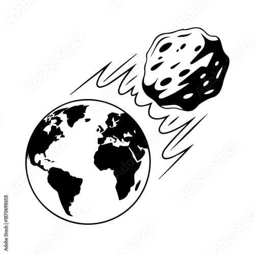 Cosmic Collision: An illustration of a cosmic event showcasing a meteor's perilous descent towards Earth, symbolizing the raw power of the universe.