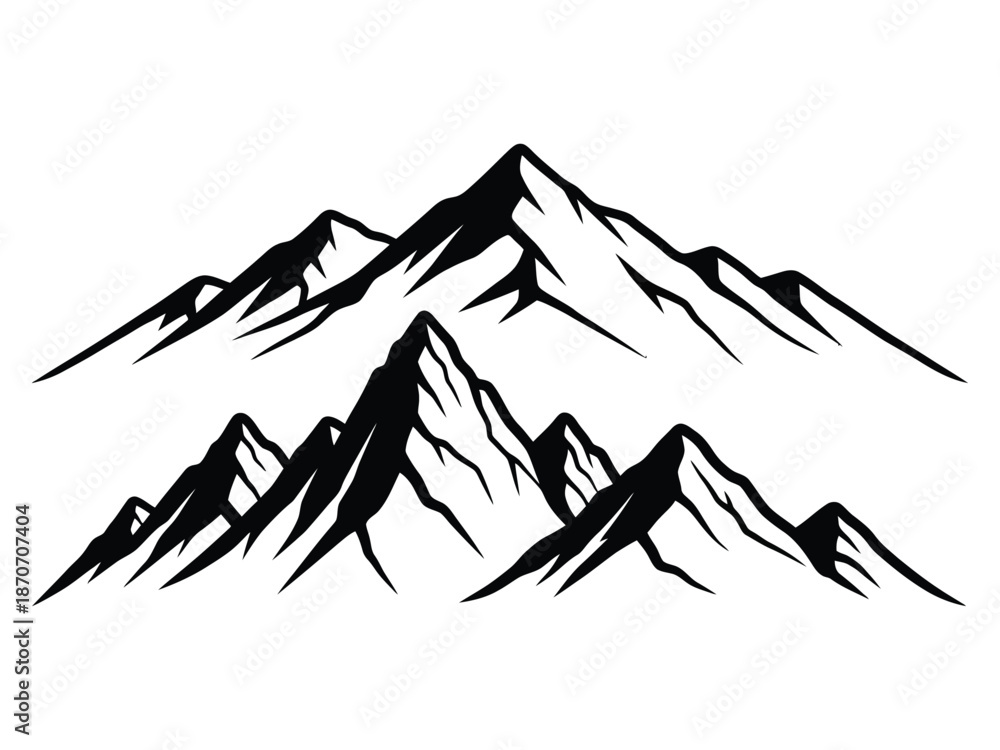 Φωτογραφία Dramatic mountain range silhouette in black and white simple graphic style