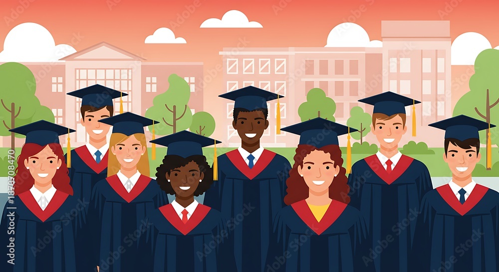 Obraz premium 卒業の喜びの瞬間