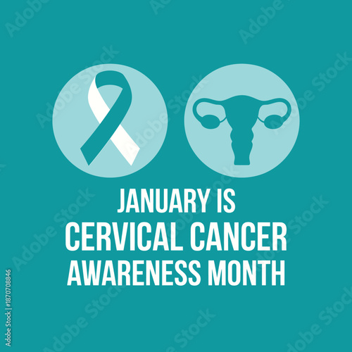 January is Cervical Cancer Awareness Month ribbon graphic