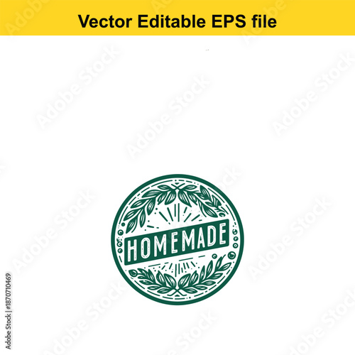  vector editable eps file with homemade green leaf circle logo variation