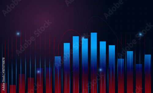 Financial graph with stock price fluctuation, index data, and market analysis concept. Finance background with stock index chart, trade activity, and profit opportunity
