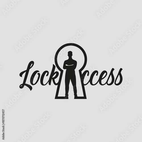 Gatekeeper Security Person Giant Keyhole Silhouettes Vector