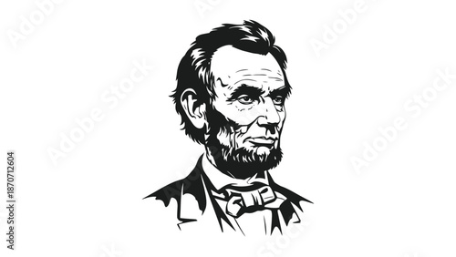 Black and white artistic sketch of Abraham Lincoln portrait.
