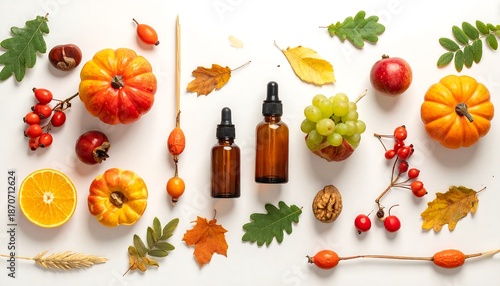 Autumnal Still Life - Natural Beauty and Wellness Essentials.