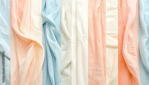 Wallpaper Mural Vertical Pastel Stripe Pattern in Blue, Orange, Beige, and Cream with Textured Brushstroke Effect Torontodigital.ca