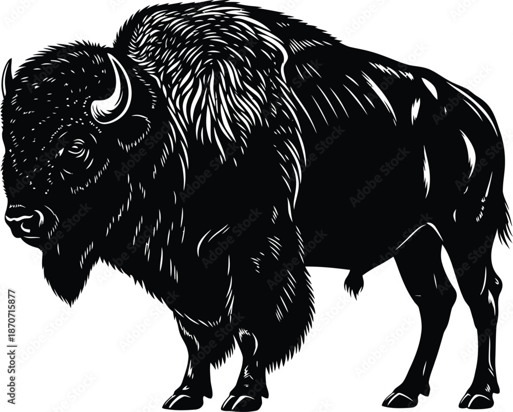 Obraz premium American Bison Wild Animal Illustration Vector