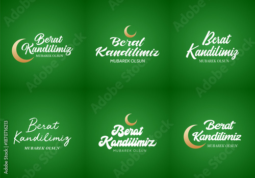 Berat Kandilimiz Mübarek olsun. Turkiye Translation : The Holy Night of Barat, vector calligraphy design