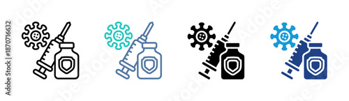 Vaccine Care icon set multiple style collection