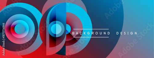 Abstract colorful layers create dynamic visual effect. Circles overlap, forming modern background design. Vibrant hues blend seamlessly.