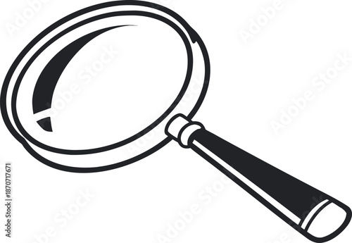 Classic Black and White Magnifying Glass Illustration