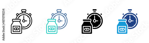Medication Time icon set multiple style collection