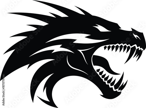 Dragon Head Fantasy Mascot Illustration