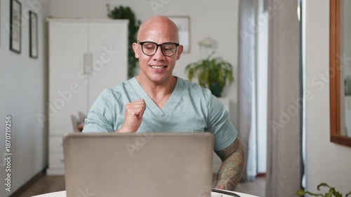 Friendly Healthcare Professional Engaging in a Video Call From Home