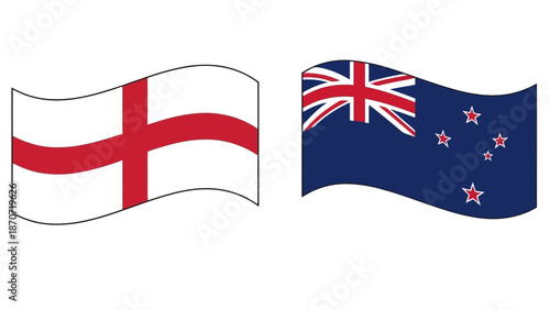 Isolated 3d vector illustration featuring the national blue flag of Australia and the New Zealand flag with British symbols and white stars as a patriotic country icon sign on a map