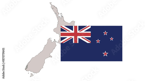 Hand holding a 3d isolated Australian flag and national map shape representing the Aussie continent in Oceania as a symbolic country banner