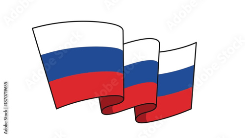 A shiny 3d round button icon of the national Russian Federation flag featuring a red white and blue republic symbol isolated as a patriotic banner emblem